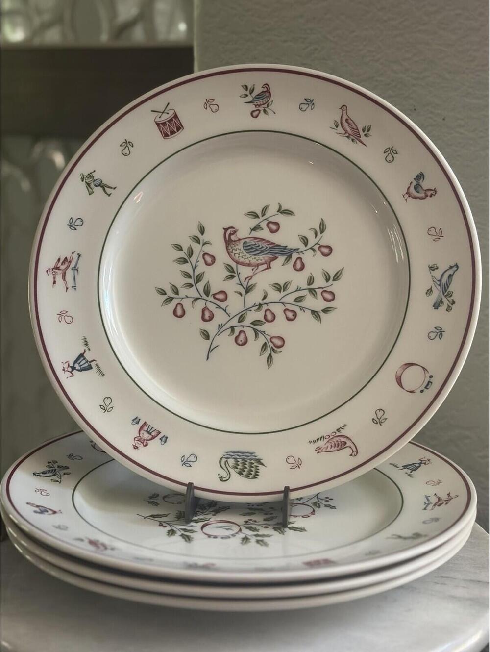 4 Johnson Bros 12 Days of Christmas Dinner Plates - Partridge,hens,rings&drummer